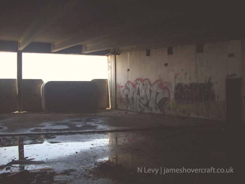 A recce of the derelict buildings of the old Boulogne Hoverport - Looking toward the exit doors inside the terminal building (N Levy).